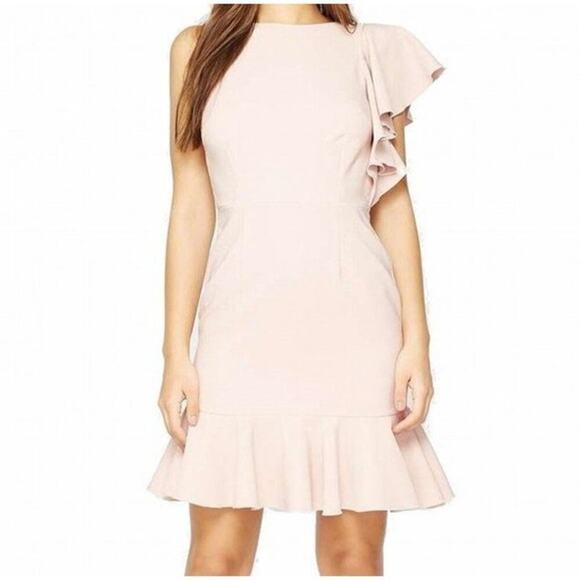 Miss Selfridge One Shoulder Ruffle Hem Dress 6 - Picture 1 of 6